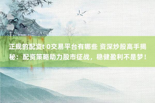 正规的配资t 0交易平台有哪些 资深炒股高手揭秘：配资策略助力股市征战，稳健盈利不是梦！